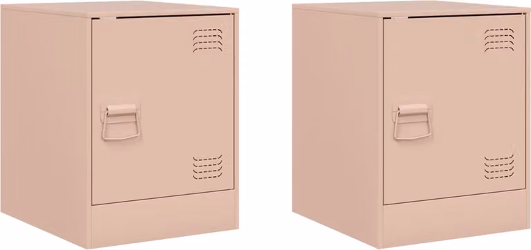vidaXL Nachtkastjes 2 stuks - Staal - Roze - B/D/H: 34,5 x 39 x 44 cm