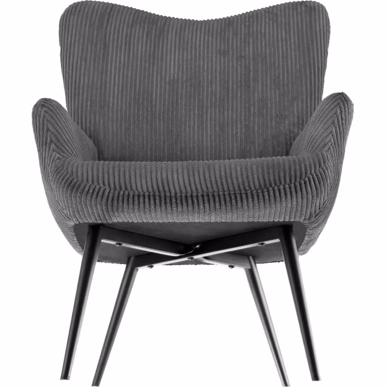 TecTake Hygge fauteuil gestoffeerd, ergonomisch, antraciet/zwart