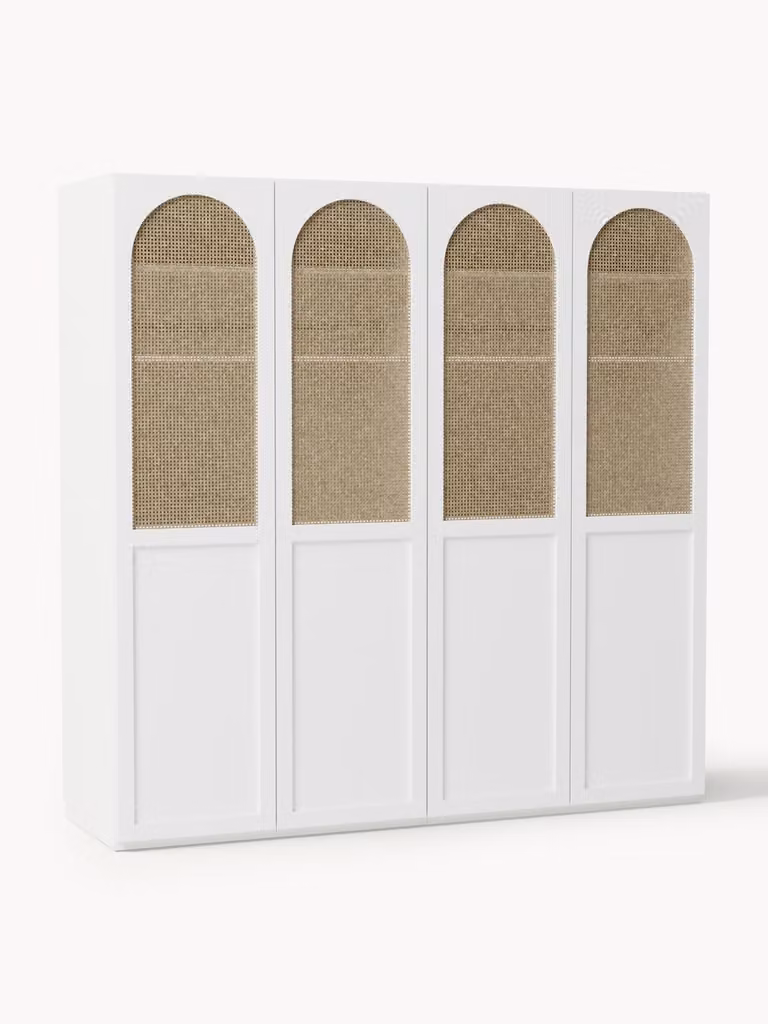 Westwing Collection Modulaire draaideurkast Jeanne met houteffect en rattan, Breedte: 200 cm