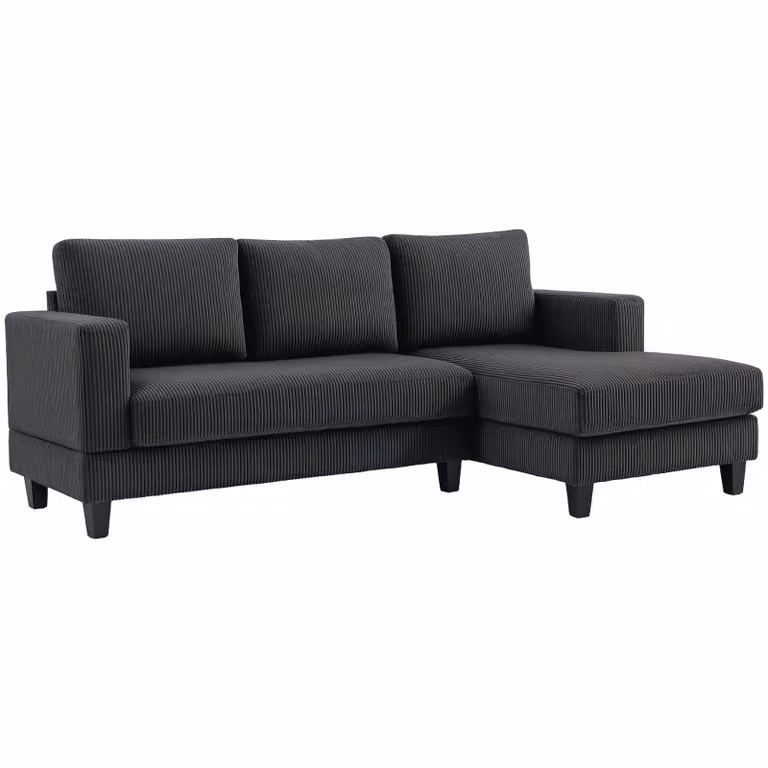 HOMCOM Hoekbank Grijs - L-vormige 3-zitsbank met Chaise Longue en Corduroy Stof