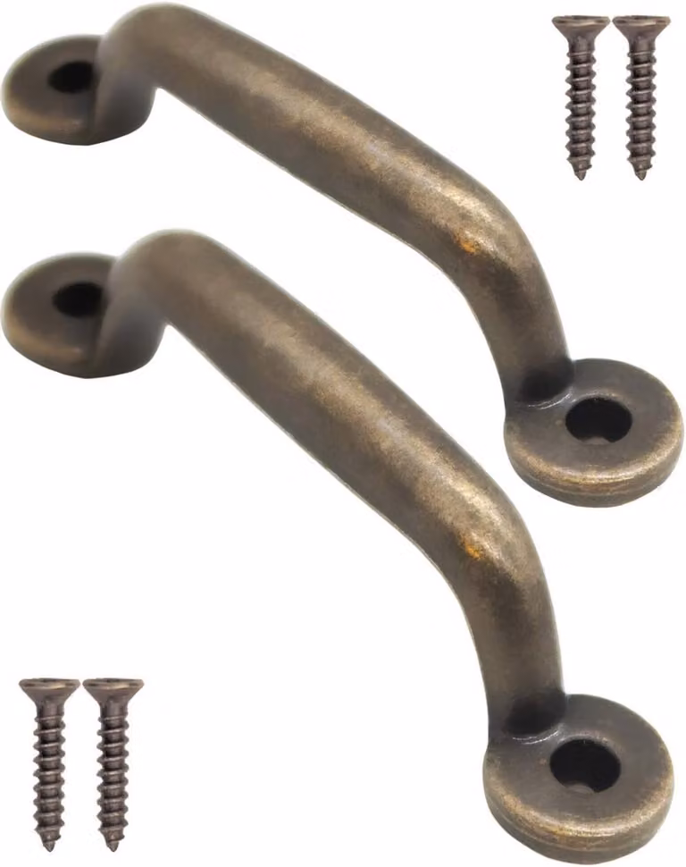 Set van 2 antieke bronzen ladegrepen voor kasten en kisten, 89 x 22 mm