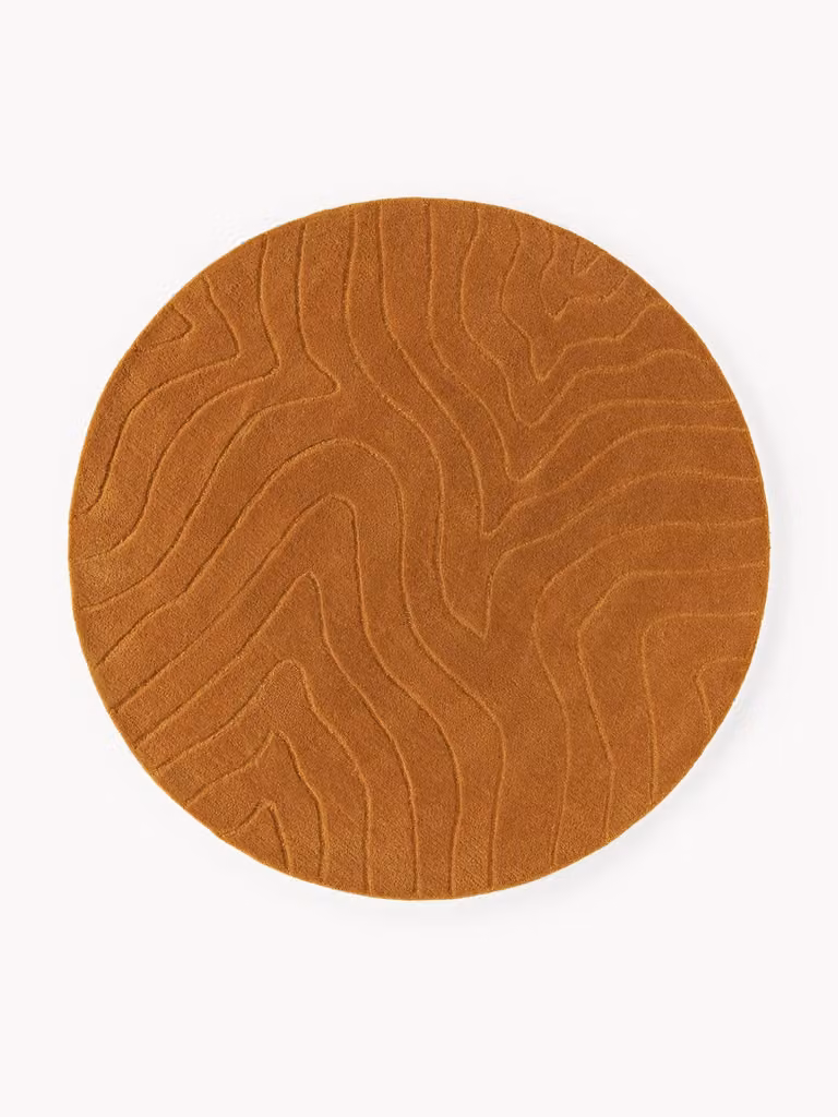Westwing Collection Rond wollen vloerkleed Aaron Wave