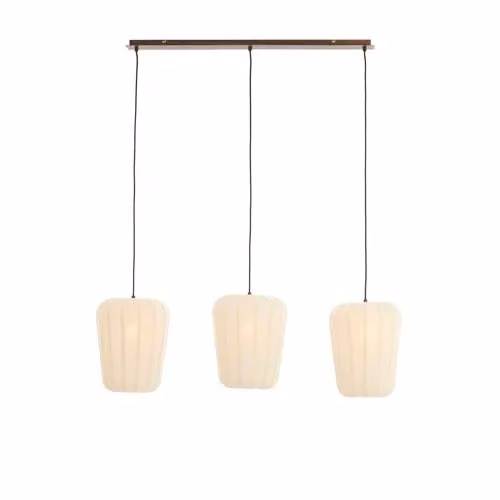 Light & Living Bibury Japandi hanglamp met 3 lampen, bruin/wit, B/D/H: 103 x 30 x 143 cm