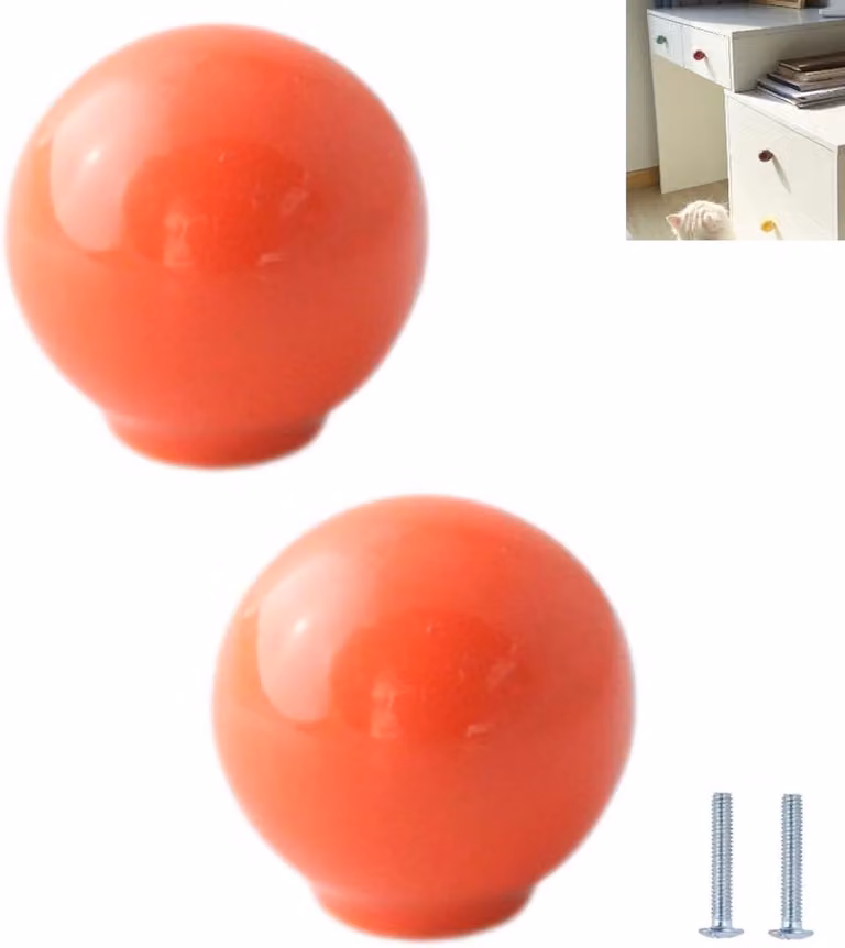 Oranje Keramische Kastknoppen voor Meubels en Laden - Breedte: 3,3 cm