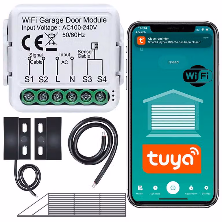Selius WiFi garagedeuropener met magneetsensor wit, 480 cm