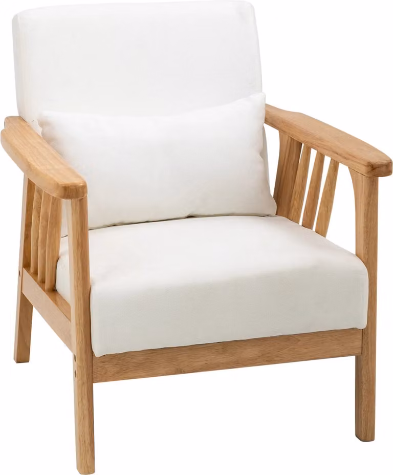J&R Leunstoel met fluwelen bekleding en houten poten in wit, B/D/H: 68 x 75 x 78 cm