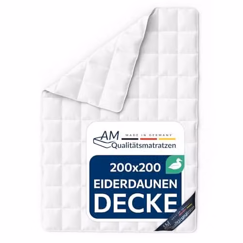 AM Qualitätsmatratzen Premium eiderdons dekbed met IJslandse eendendons en mako-batist hoes, 200 x 200 cm