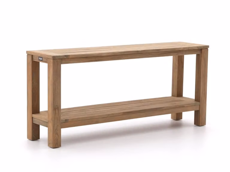ROUGH Furniture ROUGH Wandtafel Tuintafel van Teakhout - Rechthoekig - Bruin/Grijs