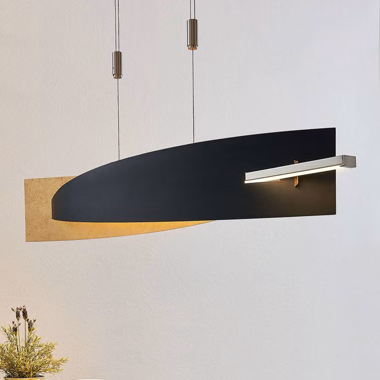 Lucande Marija L100 Hanglamp - Black/Gold - Modern - Dimbaar en Hoogteverstelbaar