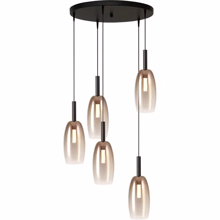 Masterlight Lido Olive hanglamp met gold-fading glas en goud/messing details, Ø 24 cm