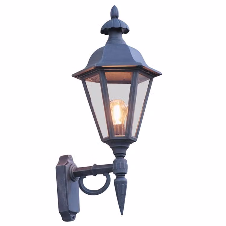 Klassieke Konstsmide Pallas Up muurlamp zwart met glas