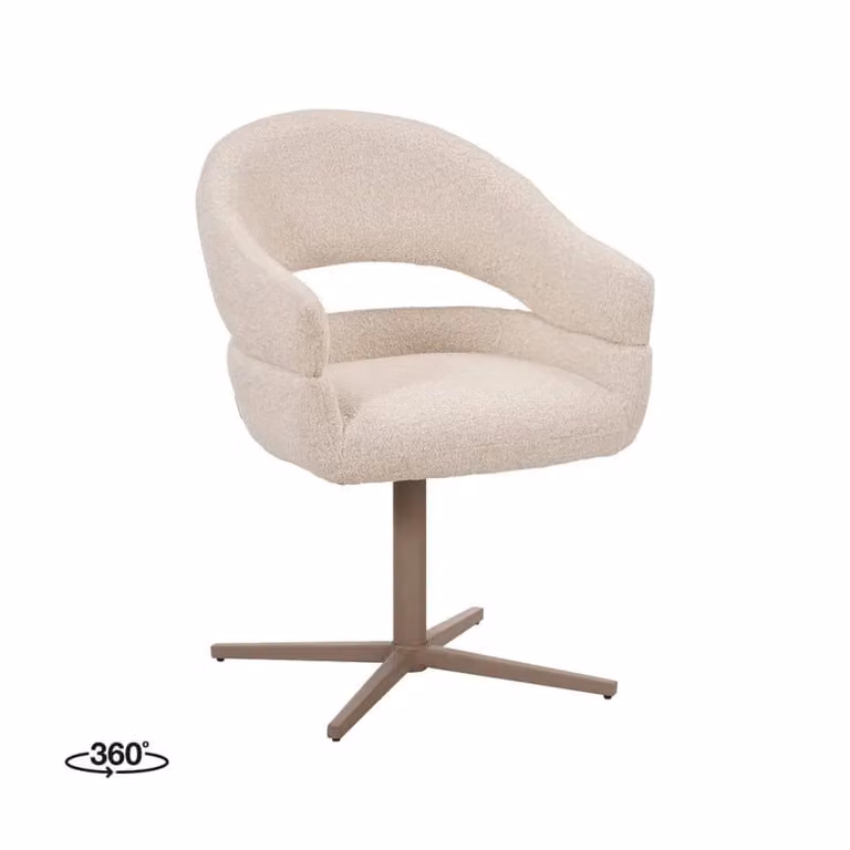 Label51 Eetkamerstoel Donna - Naturel - Taupe Metaal