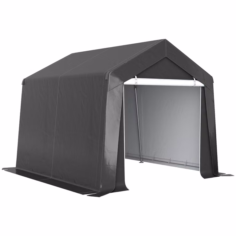 Outsunny Carport tentgarage 3x3 m waterdicht met roldeur en ventilatieraam, Donkergrijs