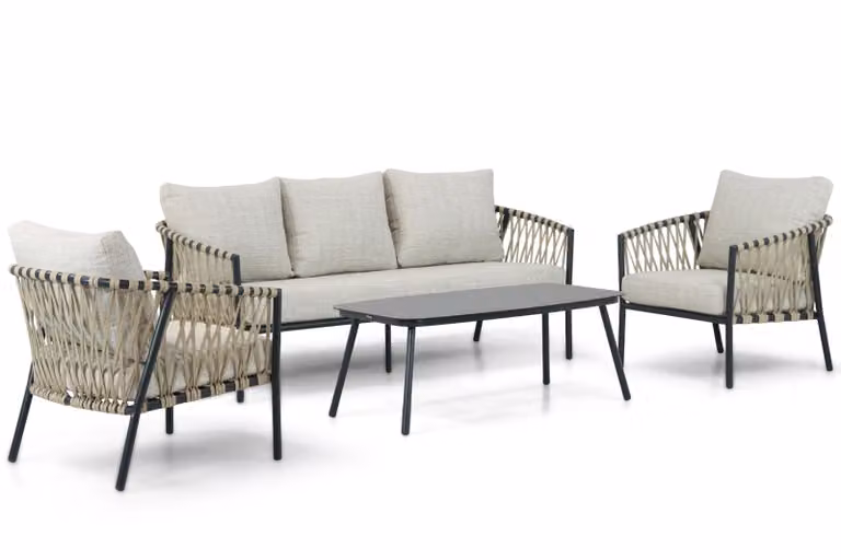 Lifestyle Garden Furniture Feraro 4-delige loungeset met aluminium frame, antraciet en beige kussens