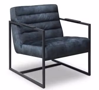 Het Anker Fauteuil Skipper Lounge Chair Black & Blue Vintage Velvet met Metalen Frame