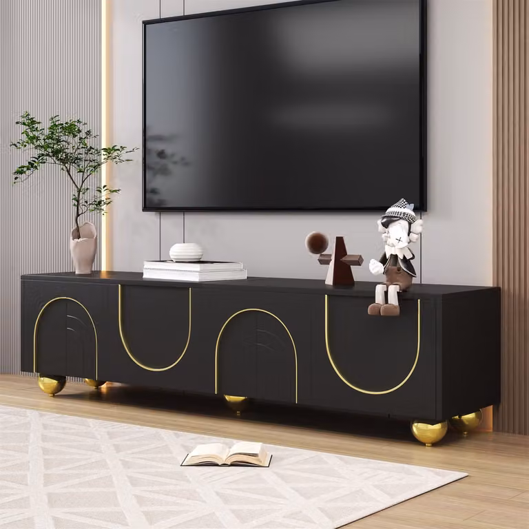 Glamour TV-meubel Zwart met push-to-open B: 170 cm, D: 38 cm, H: 44 cm