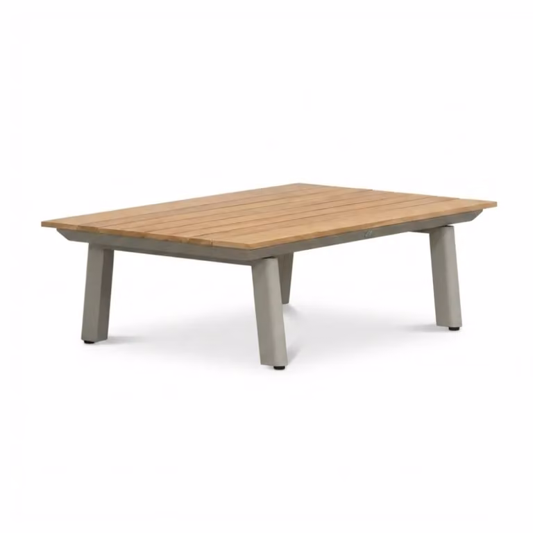 LUX outdoor living Montana koffietafel aluminium en teak beige B/D/H: 100 x 60 cm