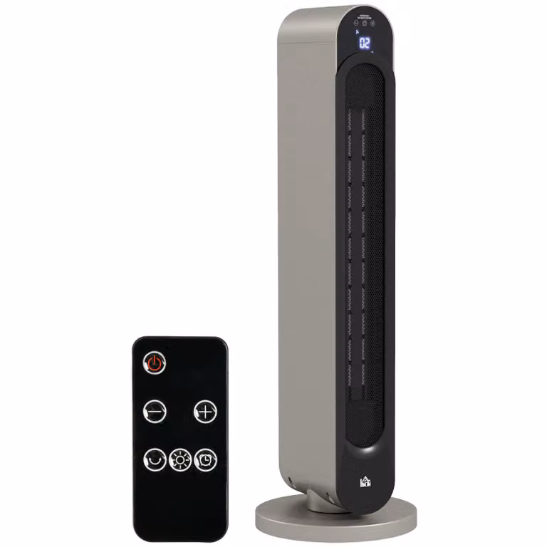 HOMCOM Elektrische Bijverwarming 2200W met 3 Modi, 12 Uur Timer, LED Display en Oszillatiefunctie