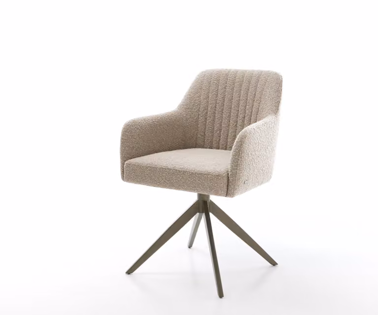 DELIFE Draaistoel Greg-Flex met bouclé bekleding in beige/bruin, 360 graden draaibaar met rocker-functie en pocketveer kern