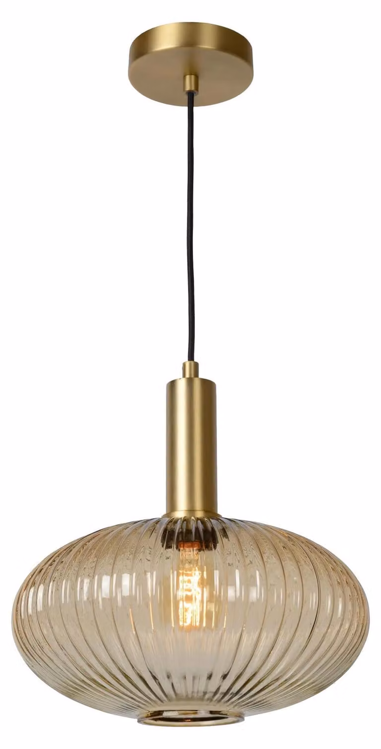 Lucide Maloto Hanglamp - Amber/Goud - Glas - Ø 30 cm