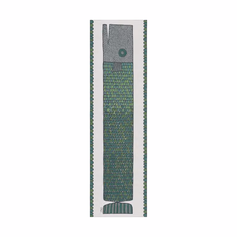 Ekelund Linneväveri Visgraat tafelloper Blauwgroen B/D/H: 35 x 120 cm