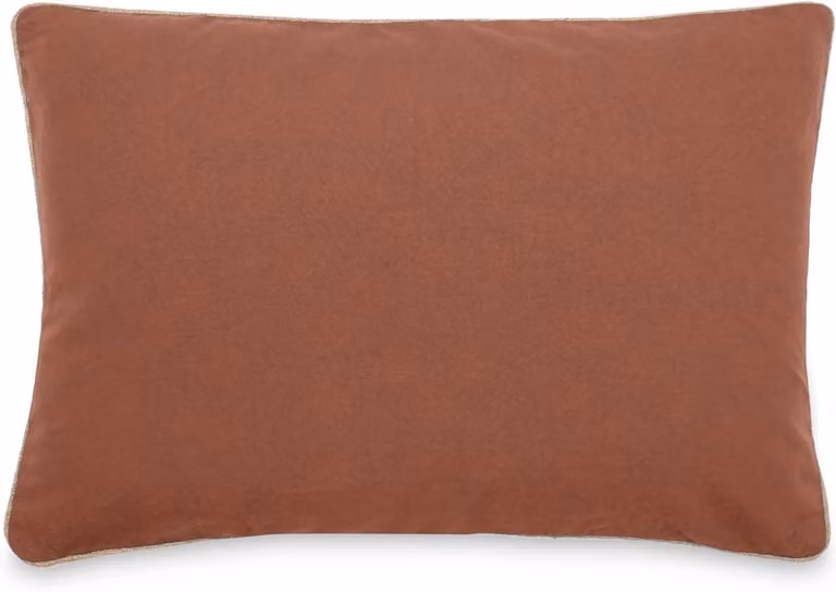 Kussenhoes van katoen met gewassen finish en jute trim in terracotta bruin, 40 x 60 cm