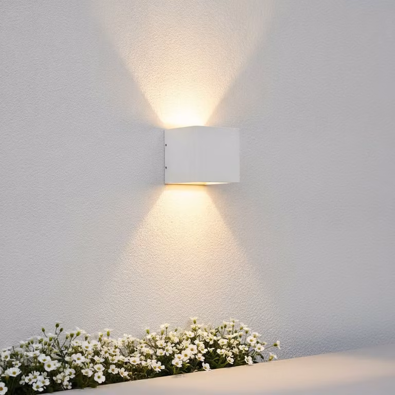 Artdelight Cube Wandlamp Up/Down Wit Aluminium 10x10 cm