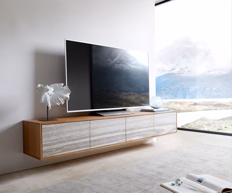 DELIFE Tv-meubel Kleo Zwevend Acacia Bruin B: 200 cm, D: 40 cm, H: 35 cm