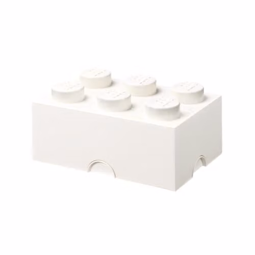 LEGO Opbergbox Brick 6 Stapelbare Opbergsteen voor Kinderen, Wit