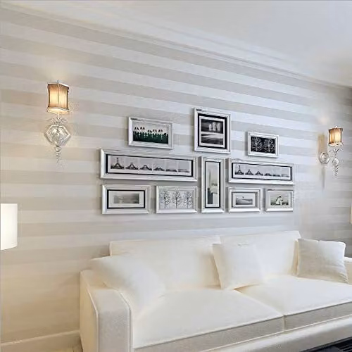 KeTian Luxe Vliesbehang Europese Stijl Modern Minimalistisch Gestreepte Wanddecoratie Wit, Breedte: 0,53 m, Lengte: 10 m