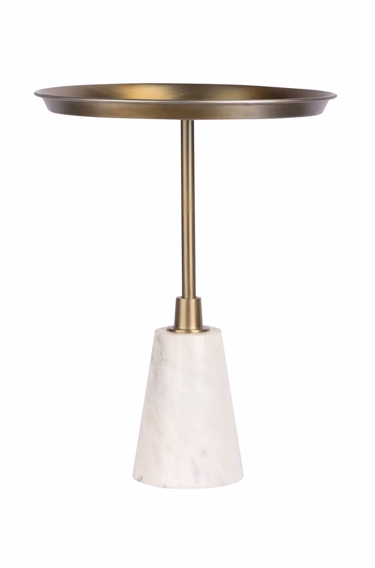 Padiro ronde bijzettafel - Wit / Goudkleurig - B/D/H: 38 x 38 x 51 cm