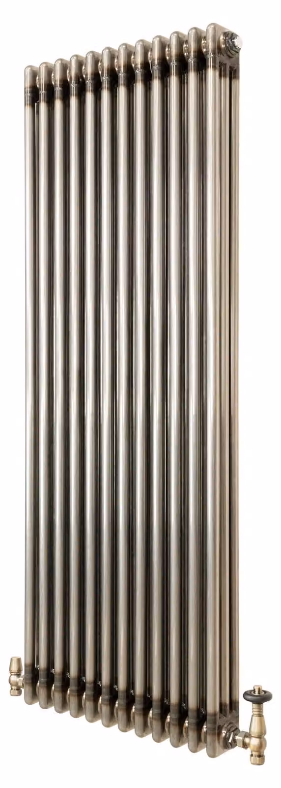 Monster Shop Klassieke radiator met drie secties en thermostaatkraan - Ruw metaal - B: 150 cm, H: 56 cm