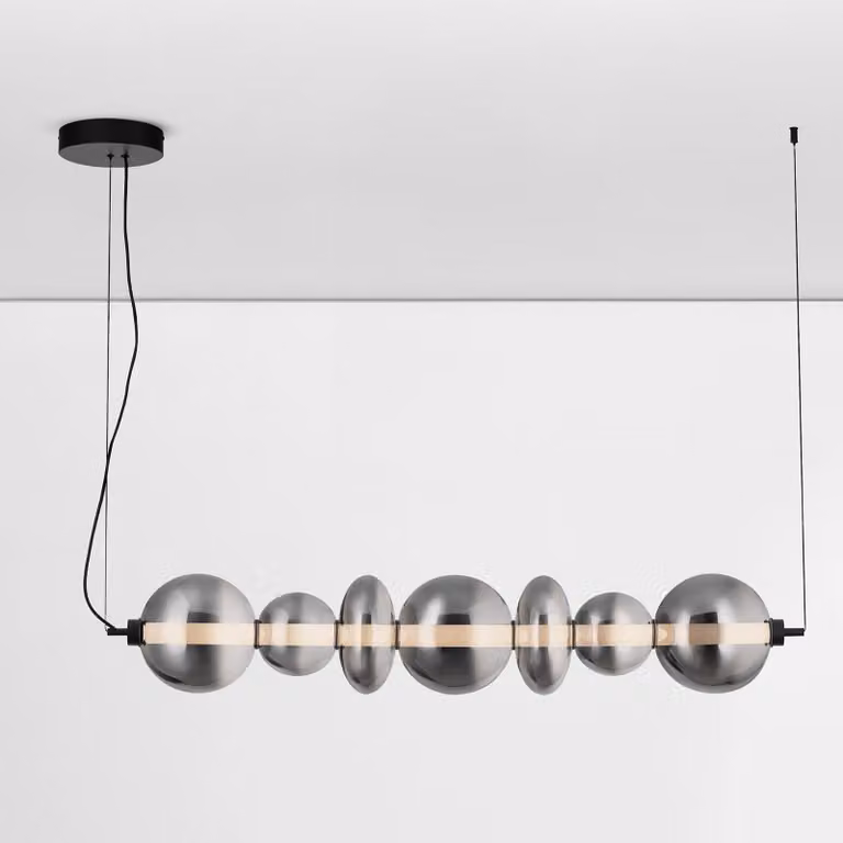 Lyora Hanglamp Bally met rookglas en metaal in zwart, grijs en transparant met LED