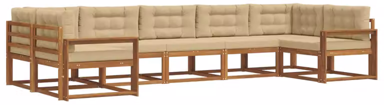vidaXL Moderne Tuinset voor 7 personen in natuurlijke en beige kleuren