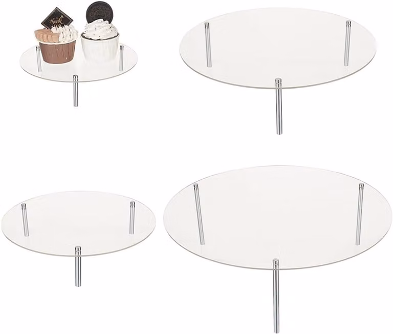 4 Sets Ronde Acryl Taartstandaards voor Cupcakes en Taarten, Transparante Dessertverhogers voor Bruiloften en Feestjes