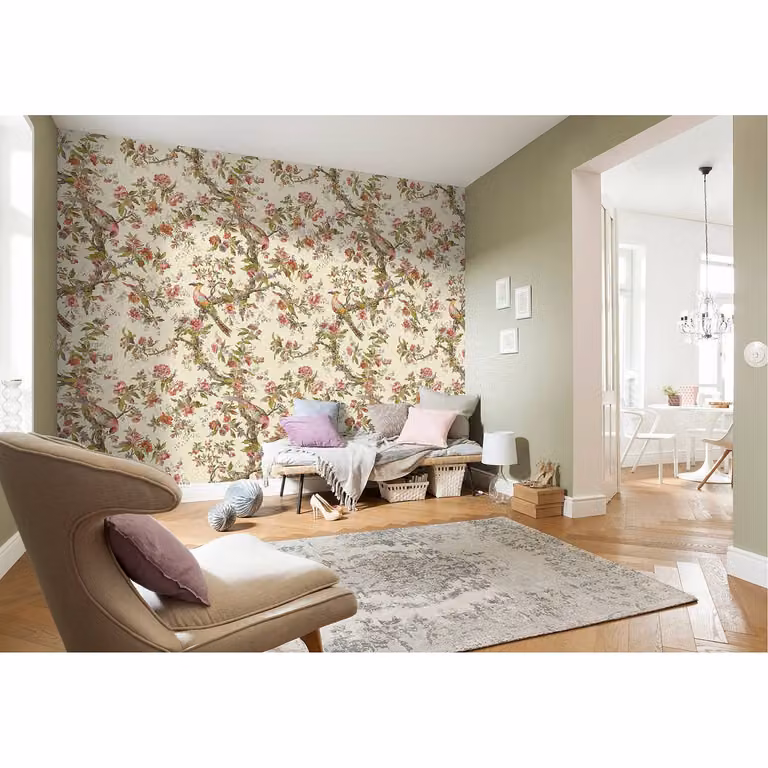 home24 Fotobehang Héritage Multicolour Floral B: 400 cm, H: 280 cm