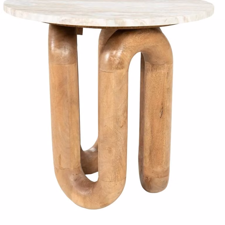 By Boo Bijzettafel LoopStone met marmeren blad en houten onderstel in bruin en multicolor, B/D/H: 52 x 51 x 45 cm