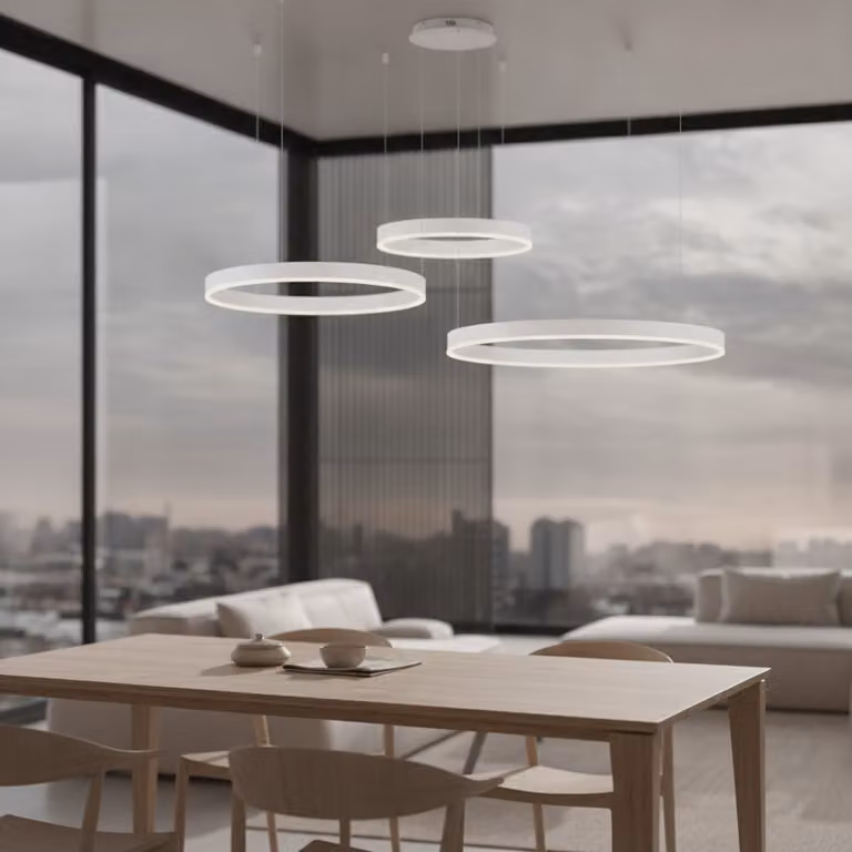 Lyora Hanglamp Motif wit modern ring design dimbaar led aluminium