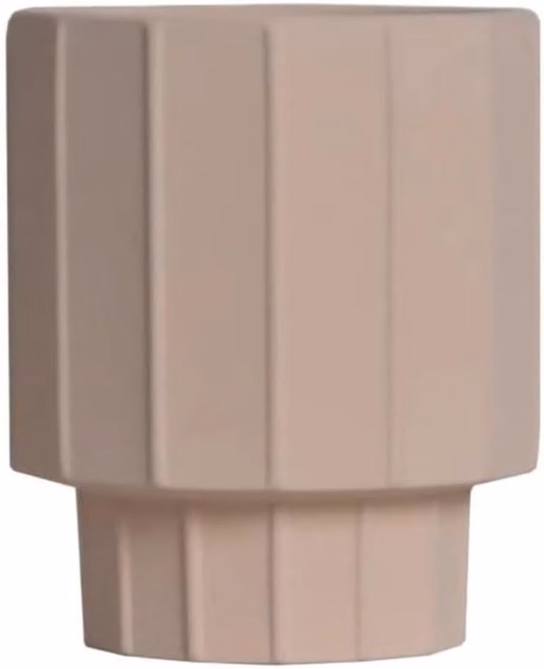 Terracotta Bloempot met Gestreept Ontwerp voor Binnenplanten, H x B x D: 21,5 x 13 x 18 cm