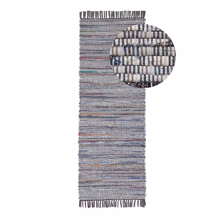 home24 Loper Kelim Chindi Vloerkleed Grijs B: 75 cm, L: 240 cm