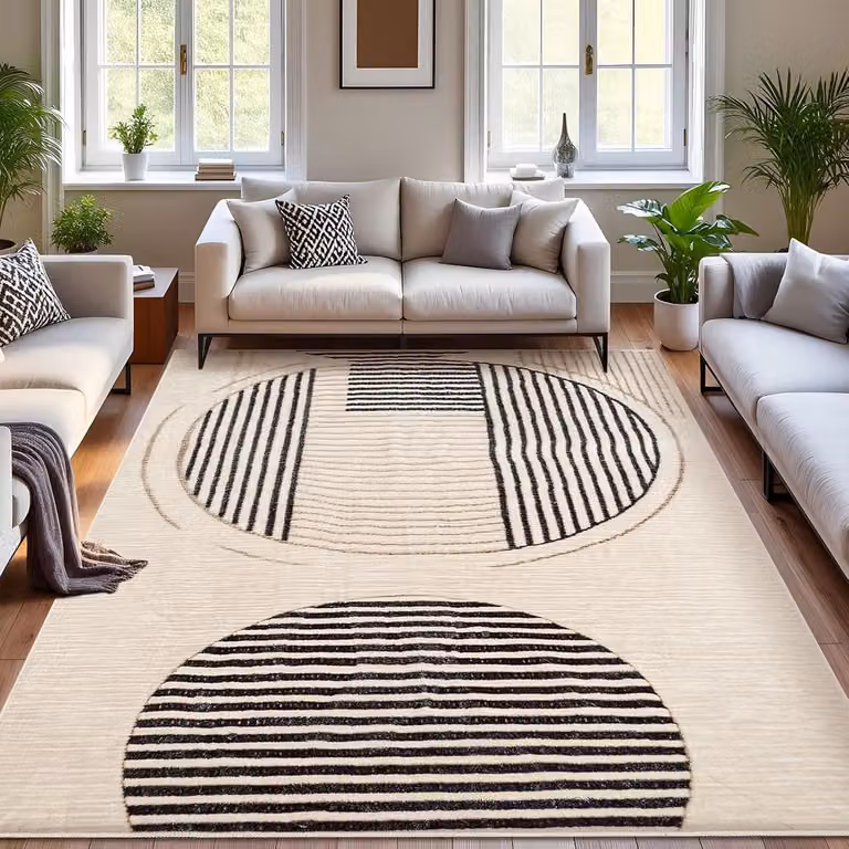 Zacht Wasbaar Geometrisch Vloerkleed met Antislip - Boho Woonkamer Tapijt 200 x 250 cm