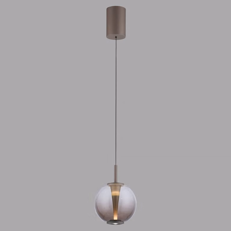 Paul Neuhaus Pure Infinity LED hanglamp met amber glas en brons uitvoering, Ø 18 cm