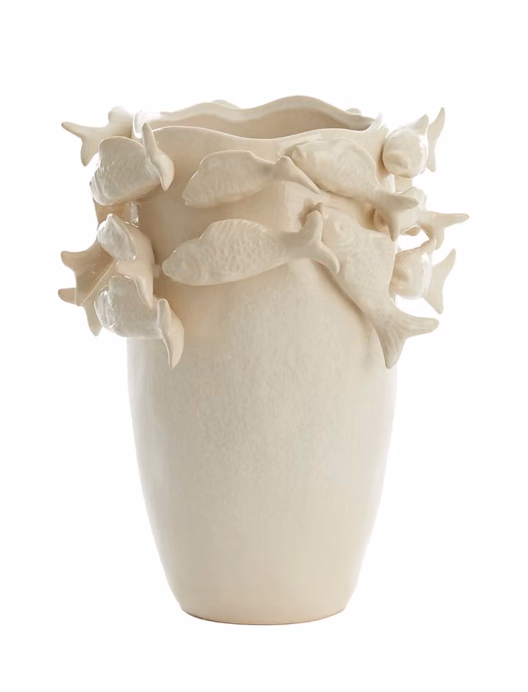 Light & Living Vaas Fish Keramiek Beige Ovaal B: 29 cm, D: 28 cm, H: 36,5 cm