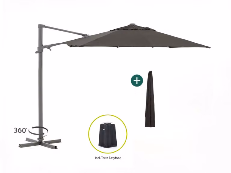Shadowline Francisco Parasol - Modern Cantilever - Rond - 330 cm - Aluminium - Inclusief hoes