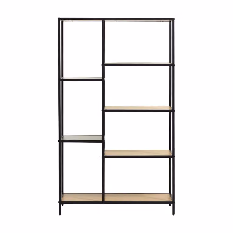 Lynor Nest of Nora Boekenkast - Eiken melamine - Zwart - Hoogte: 146 cm