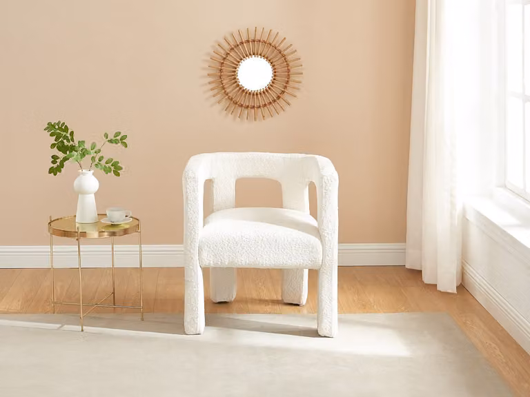 SOFANA Set van 2 stoelen met armleuningen van boucléstof en metaal - Wit