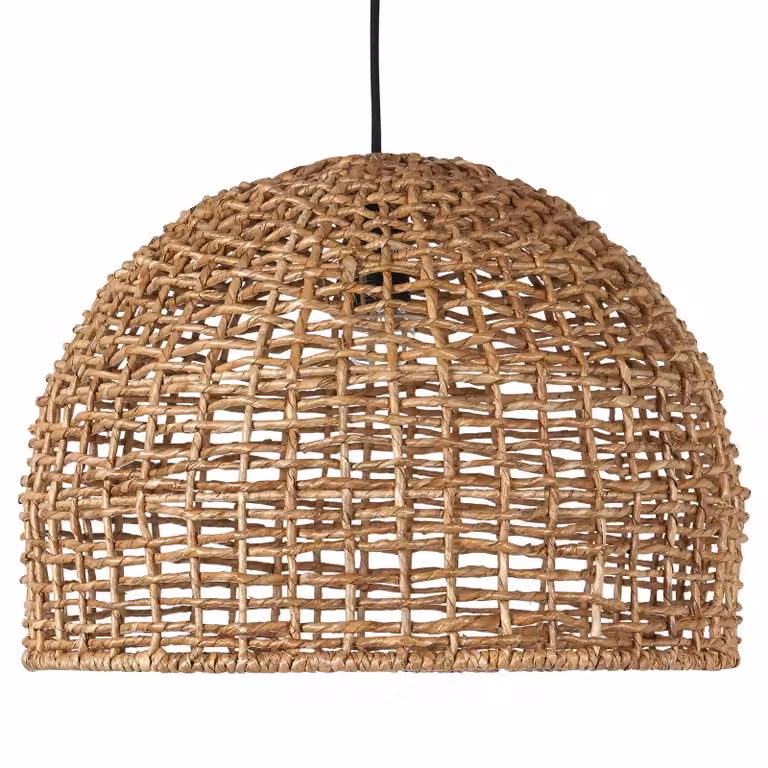 PR Home Cebu hanglamp, rond, rattan en hout, beige/bruin, Ø 57 cm