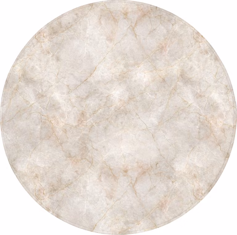Ronde badmat met marmerlook en goudbruine nerven in lichtbeige - Antislip badkamermat - Diameter: 70 cm
