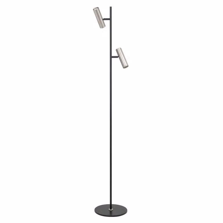 Highlight Vloerlamp Trend 2-lichts zwart met nikkel - V4732.30