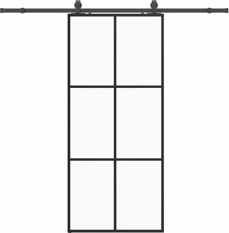 vidaXL Schuifdeur met beslag, zwart, 90 x 205 cm, veiligheidsglas